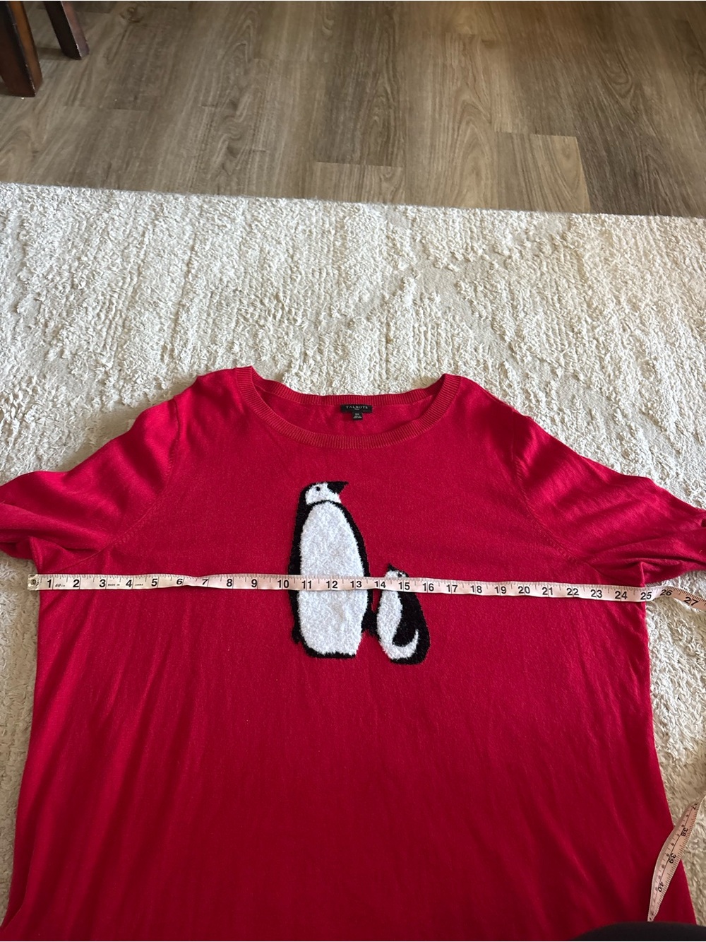 Talbots Supersoft Cotton Cashmere Penguin Crewneck Sweater Red Size 2X - Picture 7 of 8